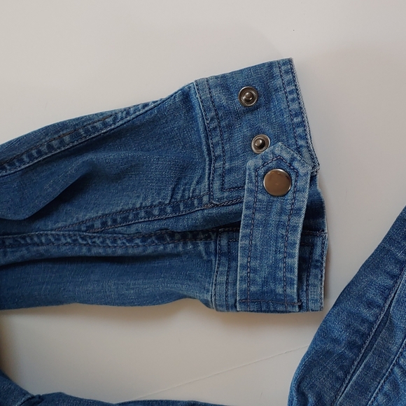 Style & Co Size XL Jean jacket with cinch waist 4 pockets tab 2 snap button cuff - Picture 11 of 14